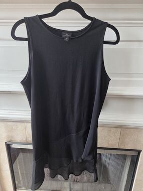 Worthington Black Sleeveless Layered Hem Dress Top Size M